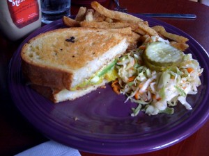 Grilled Cheeze w/bananna peppers and avacado