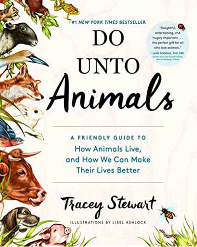 Cover for the book Do Unto Animals. Features illustrated animal heads on the left hand side of the cover.