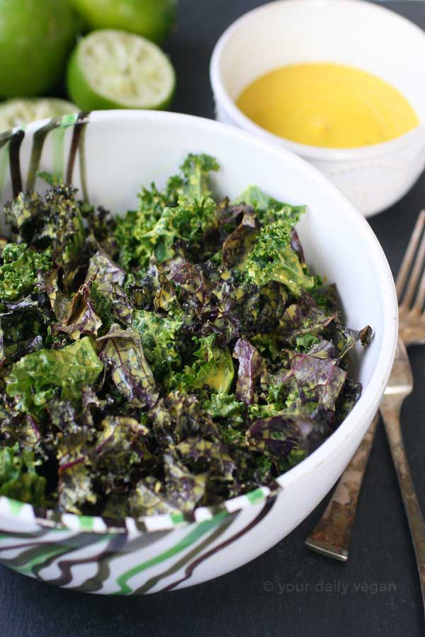 Massaged Kale Salad with Tahini-Turmeric-Lime Dressing Recipe | Your Daily Vegan