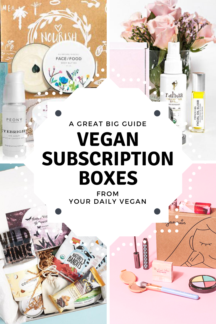 A collage of vegan subscription boxes.