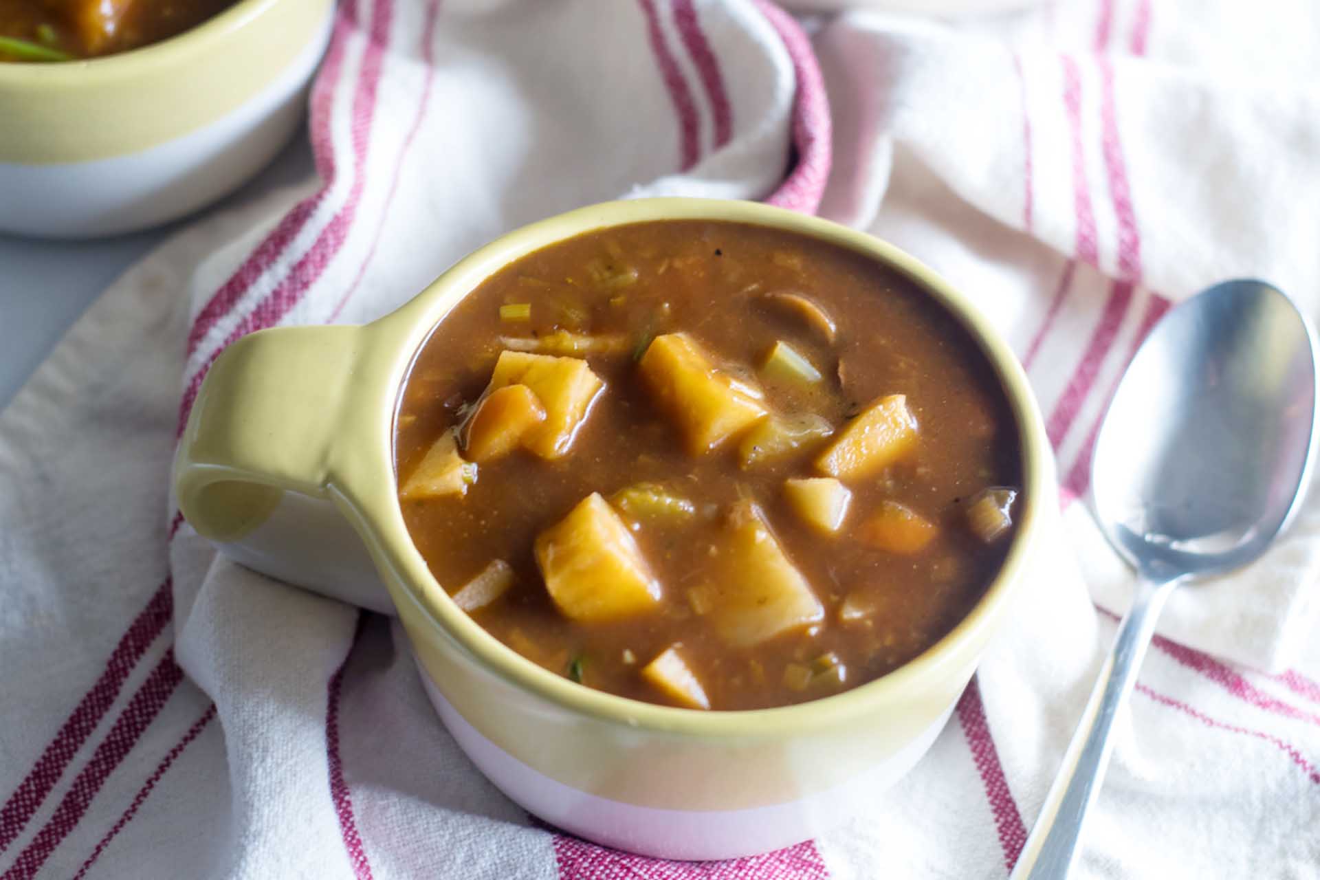 Bowl of hearty vegan Irish stew