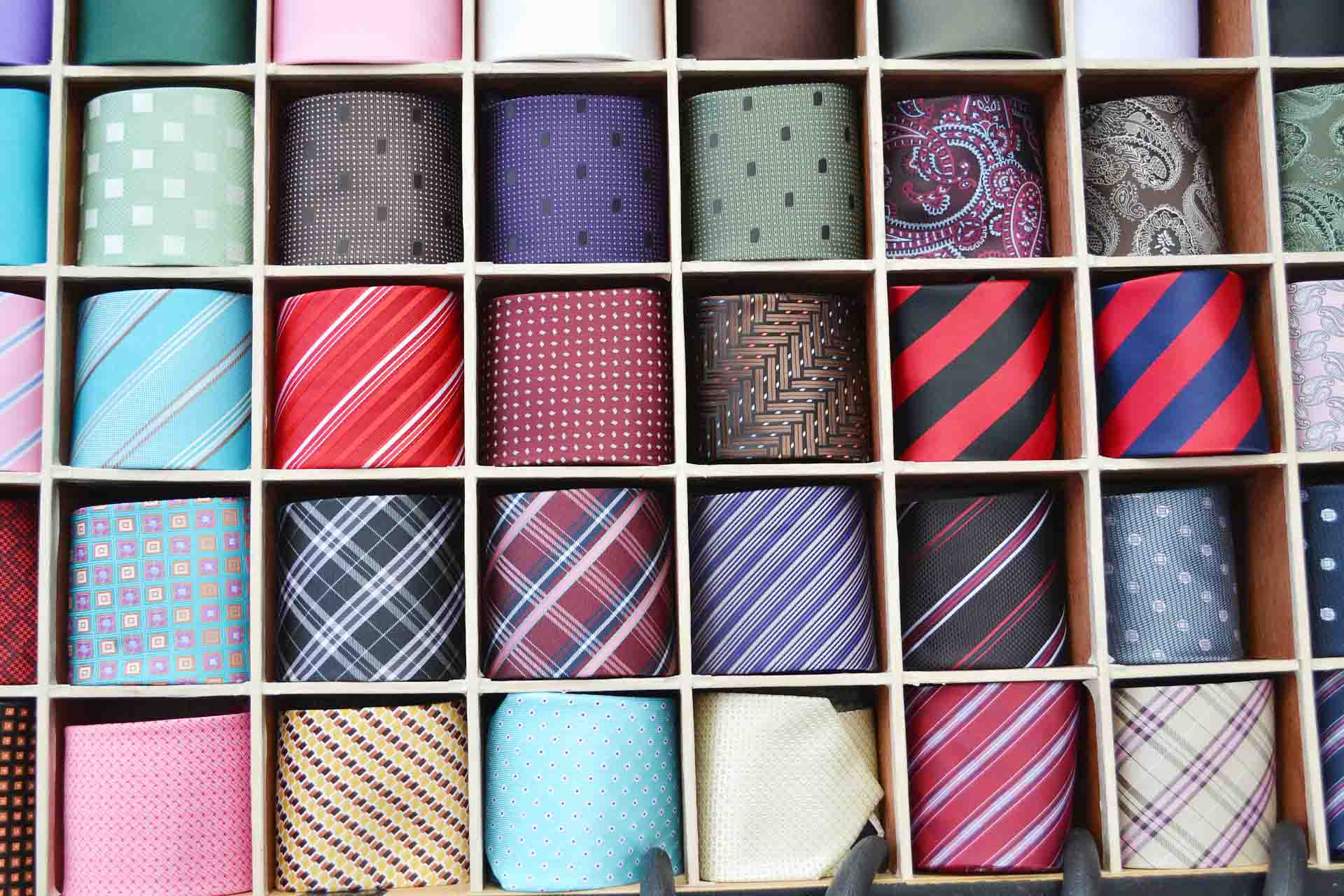 Silk ties in a drawer